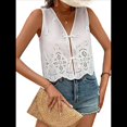 thumbnail image 2 of Chaleco con Lazo Frontal para Mujer, Camiseta Sin Mangas con Bordado Floral Y2K, Cuello en V, Top Corto, Lindas Camisetas para Salir. XXL, 2 of 8