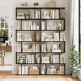 thumbnail image 6 of Homfa Geometric Bookcase Wooden Wood S Shape Storage Display Unit Bookcase Bookshelf 6-tier Storage, 75" H x 27.6" W, Black, 6 of 8