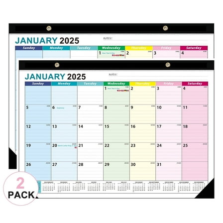VINAUO Desk Calendar 2025 2026, 2 Pack 18 Monthly Wall Calendar with Plastic Cover,17 x 12" Jan 2025 - Jun 2026, for Home,School,Office