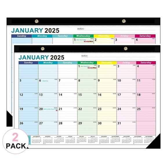 VINAUO Desk Calendar 2025 2026, 2 Pack 18 Monthly Wall Calendar with Plastic Cover,17 x 12" Jan 2025 - Jun 2026, for Home,School,Office