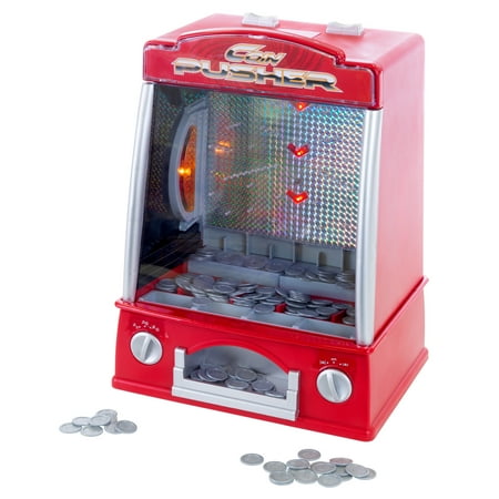 Coin Pusher Miniature Arcade Game - Replica Classic Penny and Dime Dozer Table or Bar Top Prize Vending Machine for Kids and Adults by Hey! Play!