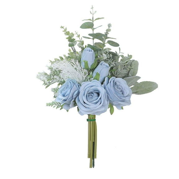 Silk Roses Artificial Flowers with Vase 13.7in Faux White Floral Arrangement for Home Office Table Centerpiece Holiday Décor