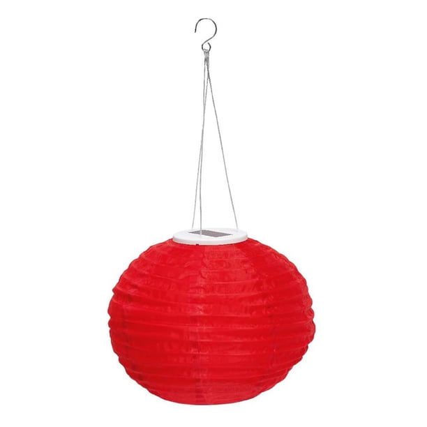 Lampara Colgante de farol solar redondo LED de 12 pulgadas resistente al agua para decoración al aire libre (rojo) Likrtyny Lámpara
