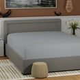 thumbnail image 3 of Color Sense 100% Cotton Percale Single Fitted Bedsheet Cool & Crisp Full Light Gray, 3 of 8