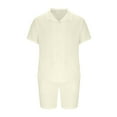 thumbnail image 3 of Stamzod Men Short Sets Outfits 2 Piece Summer Short Sleeve Button Down Shirt and Shorts Set Loungewear Casual Loose Beach Vacation Clothes for Men Beige B M, 3 of 5