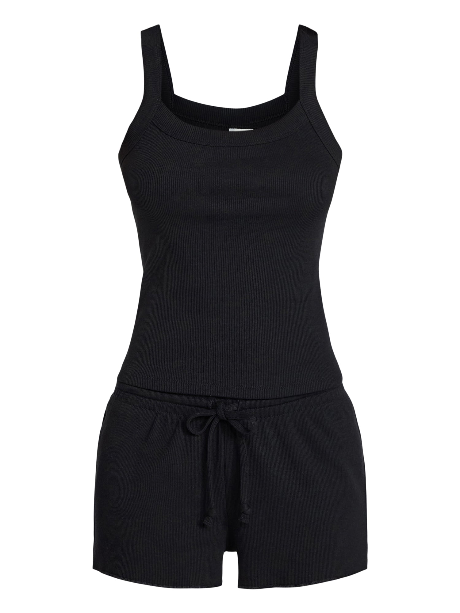 No Boundaries Sleep Ribbed Tank and Shorts Set, 2-Piece, Women’s XXS-3X