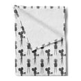 thumbnail image 2 of Camera Soft Flannel Fleece Throw Blanket, Old Fashioned Film and Movie Industry Devices Auteur Cinema Theatre Show, Cozy Plush for Indoor and Outdoor Use, 70" x 90", Dark Grey and White, by Ambesonne, 2 of 5