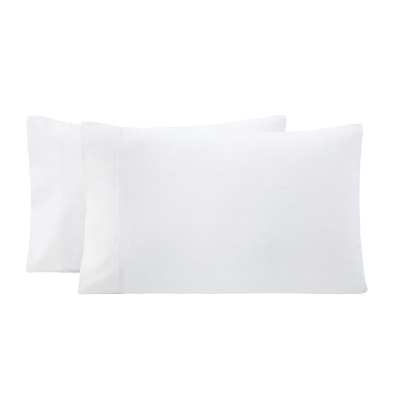 Superior Solid Flannel Cotton Pillowcases, Set of 2, Standard, White