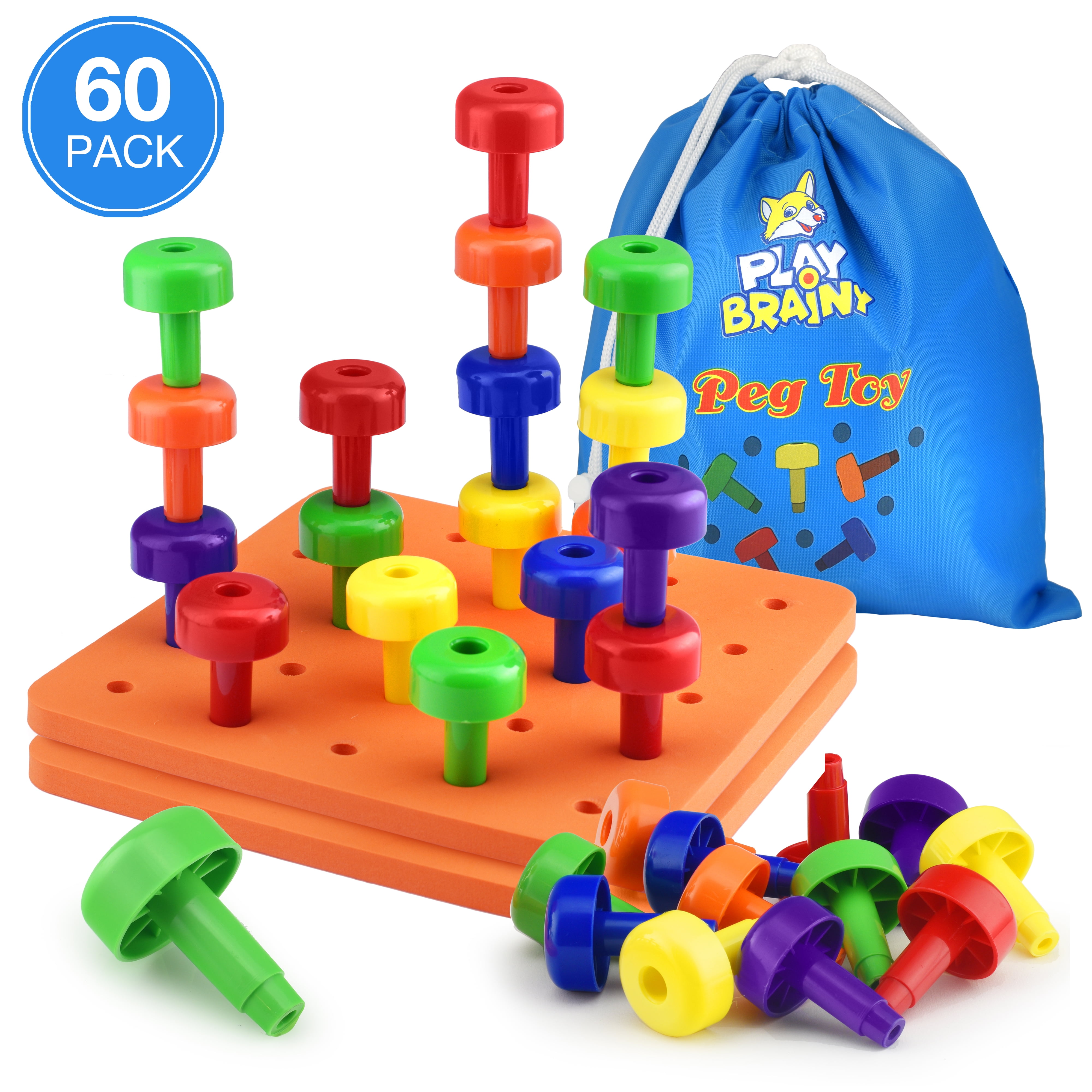 Play Brainy Peg Toy Set Exciting Montessori Learnng Toy 2 Colorful