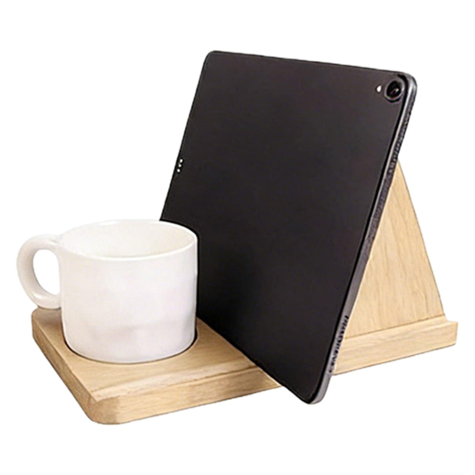 Solivara Wooden Triangular Bookmark Holder Set, Household Triangular Reading Stand With Cup Base Bookshelf That Secures Book Pages(Khaki,6.14*10*6in)
