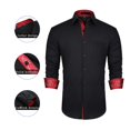 thumbnail image 3 of Mens Black Dress Shirts Long Sleeve Casual Regular Fit Shirt with Paisley Contrast and Pocket, 3 of 8