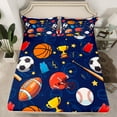 thumbnail image 3 of Feelyou Cartoon Soccer Rugby Twin Sheet Sets, Football Athlete Helmet Twin Fitted Sheet, Basketball Sports Flat Sheet, Luxury Bedroom Decor, 3 Pieces, 3 of 8