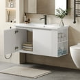 thumbnail image 2 of 36" Wall-Mounted Bathroom Vanity with Ceramic Sink, Floating Modern Design with Soft-Close Doors & 45-Degree Handle-Free Cabinetry, 2 Open Shelves for Bathroom Storage, White, 2 of 9