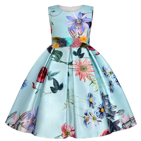 SUEE Girls Floral Vintage Princess Dress Boho Sleeveless Wedding Birthday Gown for 2-9T