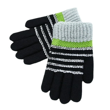 

Qufokar Little Girl Snow Gloves Children Mitten Boy Kids Ski Mittens Winter Keep Warm Knitting Windproof Waterproof Golves Outdoor Stripe Print Riding Mittens