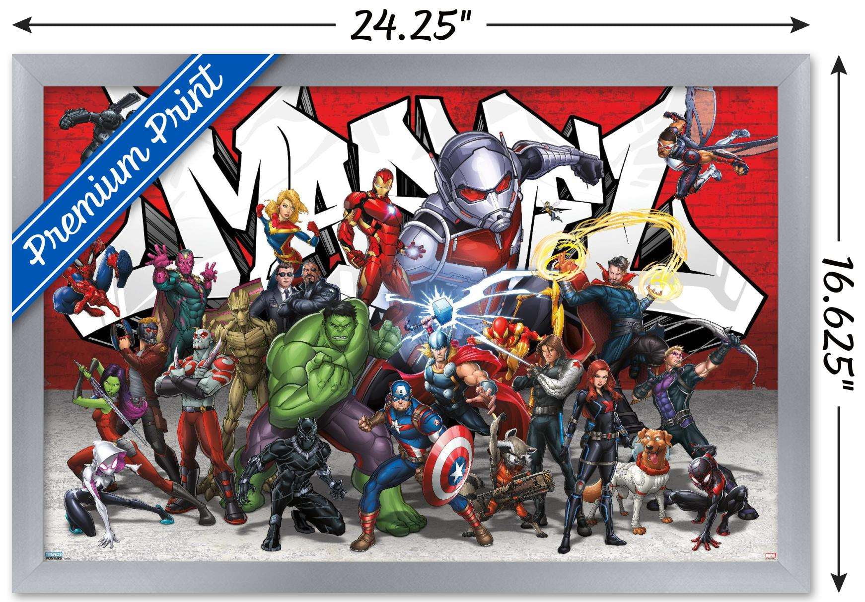 Marvel Comics - Animated Group Wall Poster, 14.725" x 22.375", Framed