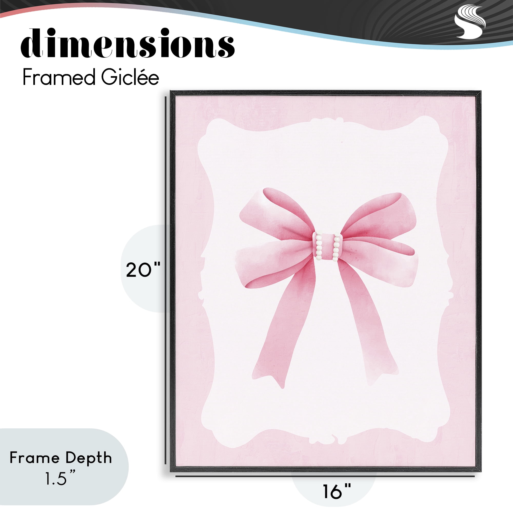 Stupell Industries Feminine Bow with Pearls Black Framed Giclee Art, design by Kim Allen