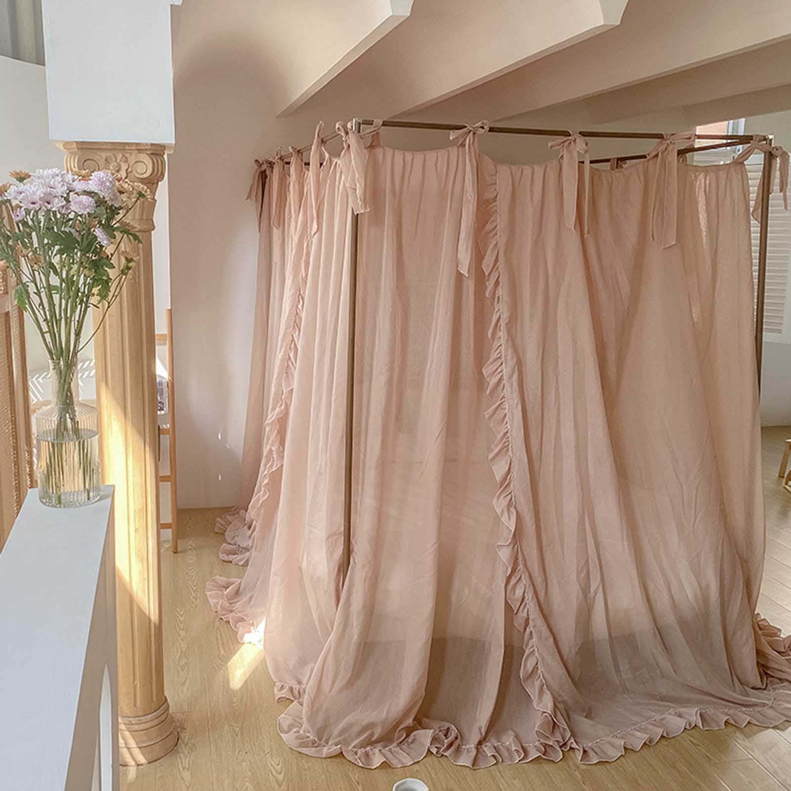 Canopy Bed Curtains with Canopy Frame,Bed Drapes Mosquito Net for Bed,4 Poster Bed Canopy for Girls Bedroom Decoration Accessories