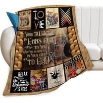 Rock Music Blanket Retro Drum Set Kit Throw Blanket Ultra Soft Cozy Fleece Vintage Musical Instrument Theme Gift Fuzzy Plush Bedding Blankets for Kids Teens Adults Girls Boys Women Men 60"x50"