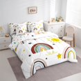 thumbnail image 3 of Homewish Cartoon Rainbow Sun 7 Pieces Bedding Comforter Set,Cute Stars Print Full Bedding Set,White Red Yellow Fitted Sheet Flat Sheet For Teens,Breathable Home Decor Reversible, 3 of 8