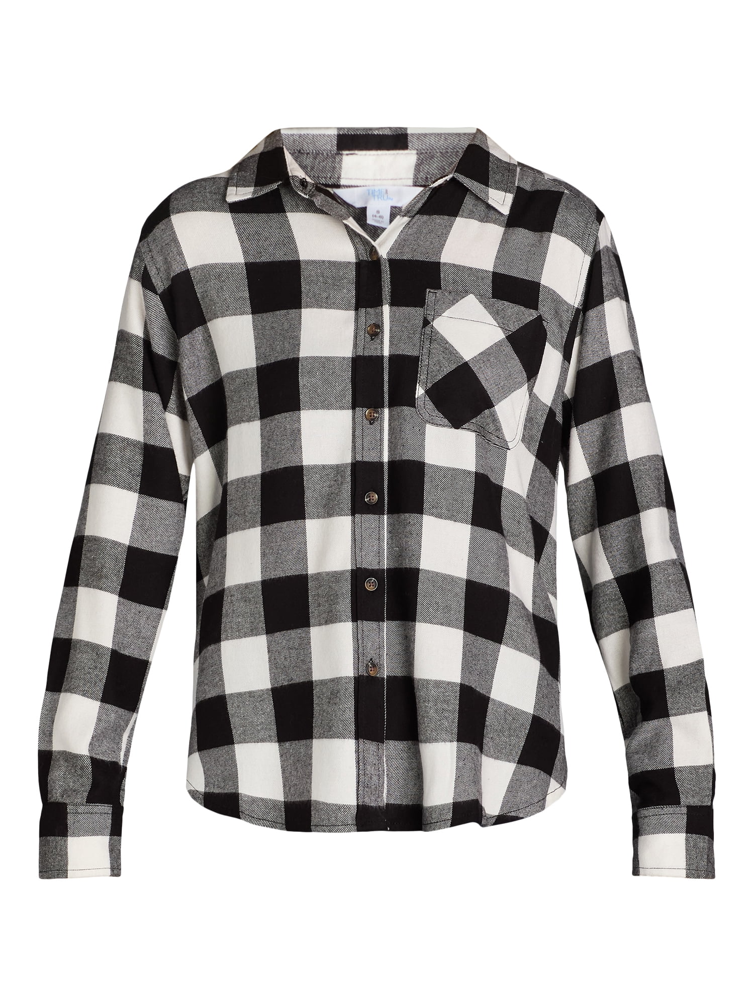 Time and Tru Women's Flannel Shirt with Long Sleeves, Sizes S-XXXL
