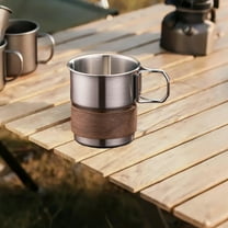 Camping Mug, Stainless Steel Outdoor Tableware, Foldable Handle Coffee Mug, Step-Type Insulated Mug, Portable Travel Drinkware, Multi-Beverage Storage Cup
