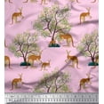 thumbnail image 1 of Soimoi Rayon Crepe Fabric Tree & Kangaroo Animal Print Fabric by The Yard 46 Inch Wide, 1 of 3