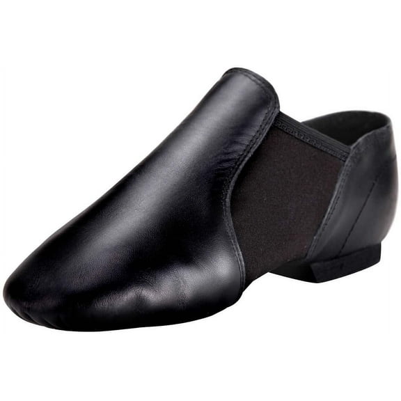 Linodes Tent Leather Upper Jazz Shoe Slip-on for Women and Men's Dance Shoes Black 8.5M women/ 8 men