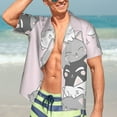 thumbnail image 7 of Fotbe cat Pattern Hawaiian Shirt for Men Unisex Summer Beach Casual Short Sleeve Cotton Linen Button Down Shirts,3X-Large, 7 of 7
