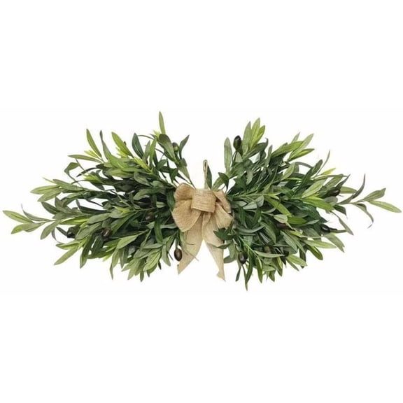Guvpev 24" Floral Swag,Artificial Olive Flower Swag,Spring Floral Swag with Green Leaves Olive Fruit,Fake Olive Leaves Decorative Swag for Wedding Arch Party Wall Home Garden Decor