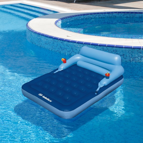 Swim Central Inflatable Blue Malibu Pool Mattress with Removable Back Rest - 80"