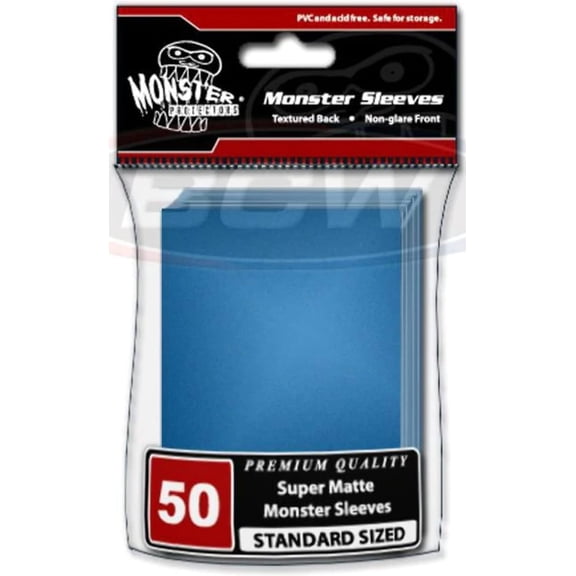 Monster Protectors Sleeves - Standard Size Super Matte - Blue (Fits Standard Sized Gaming Cards)