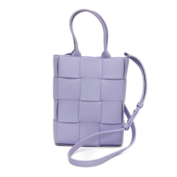 Pre-Owned Bottega Veneta Mini Cassette Women's Leather Shoulder Bag,Tote Bag Purple
