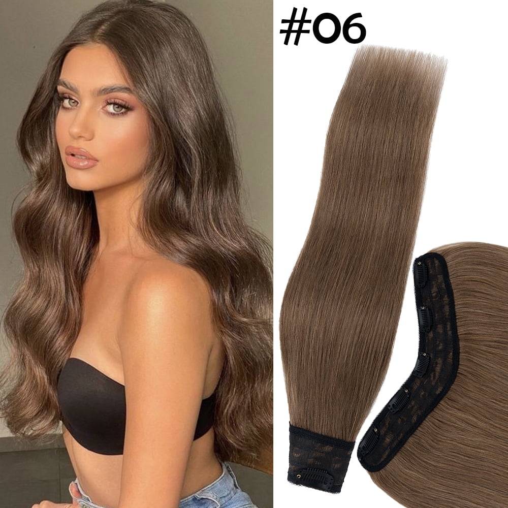 HAIRRO Clip In Hair Extensions V Shape U Part One Piece Clip in Remy Real Human Hair Extensions 3/4 Full Head