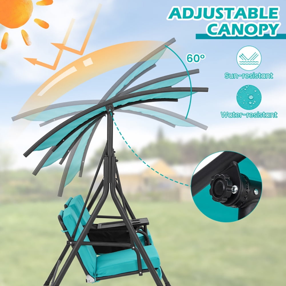 Aimee Lii Porch Swing Chair with Adjustable Canopy, Swing Chair Outdoor, Turquoise Aimee Lii Porch Swing Chair with Adjustable Canopy, Swing Chair Outdoor, Turquoise