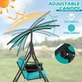 thumbnail image 4 of Kadyn Porch Swing Outdoor, 24 Person Wicker Hanging Bench, Lounger, Porch Swing Chair with Adjustable Canopy-Turquoise, 4 of 9