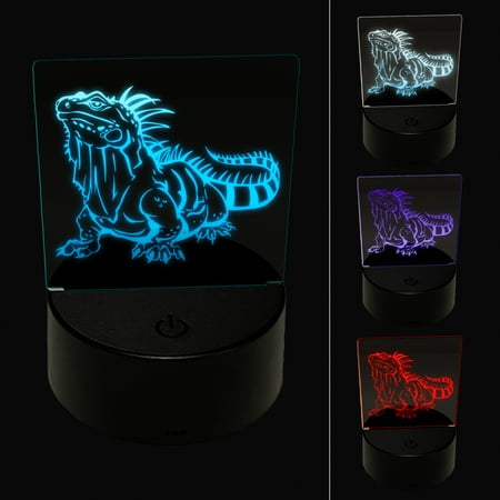

Lazy Lounging Lizard Iguana LED Night Light Sign 3D Illusion Desk Nightstand Lamp