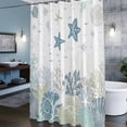 thumbnail image 6 of Summer Marine Life Shower Curtain, Watercolor Sea Fish Ocean Starfish Conch Waterproof Shower Curtain Set with 12 Hooks Lightweight Bath Curtains Fabric Bathroom Decor 60x72 Inches, 6 of 9