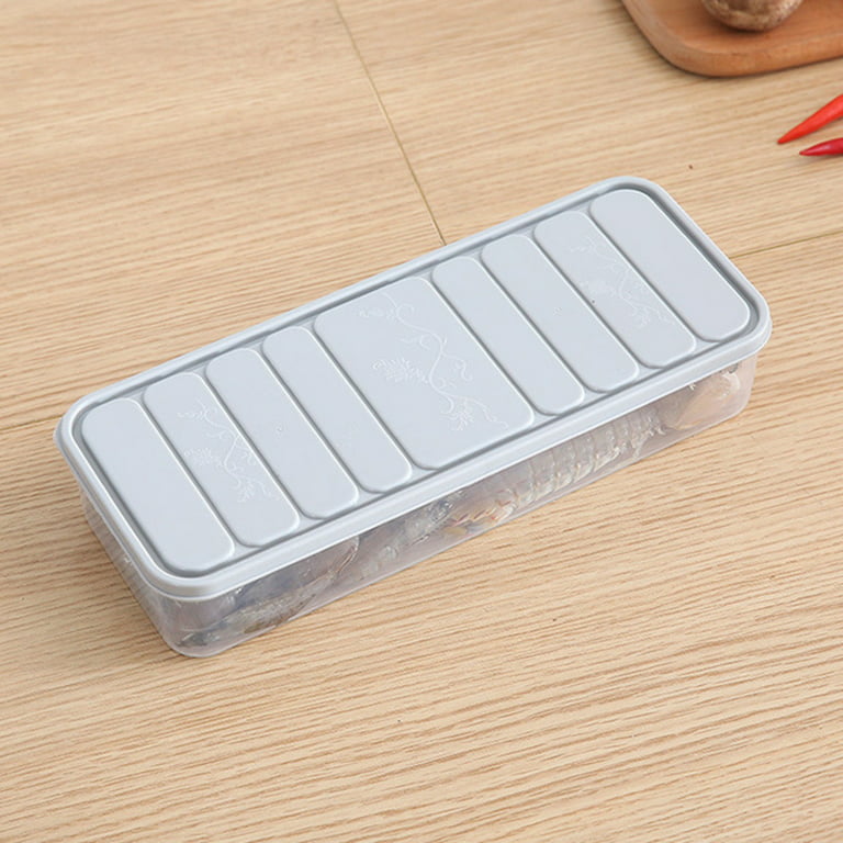 Food Preservation Trays Reusable Food Trays Stackable Storage Container  with Elastic Lid BPA Free For Refrigerator Gray Blue Large 