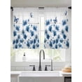 thumbnail image 2 of Navy Blue Floral Sheer Curtains 54 Inch Length 2 Panels Set Window Treatments, Spring Flowers Butterflies Wooden Rod Pocket Semi Curtains for Living Room/Bedroom/Kitchen Décor, 104"W x 54"L, 2 of 7