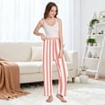 thumbnail image 5 of Dailycode Women's Pajama Pants Wide Leg Lounge Pj Bottoms With Pockets Pinkish Red and White Stripes, 5 of 7