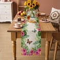 thumbnail image 2 of Tropical Spring Table Runner 70 Inches, Floral Leaves Butterflies Burlap Rustic Bed Runner Dresser Scarves Tabletop for Indoor Outdoor Parties/Ceremony/Banquet, 13" x 70", 2 of 9