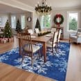 thumbnail image 5 of Memoryfield Christmas Area Rug 5' x 7' Washable with Non Slip TPR Backing, Low Pile Christmas Snowflakes Winter Rugs, Xmas Decoration Carpets for Nursery Bedroom Dining Room, Blue, 5 of 9
