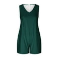 thumbnail image 6 of Womens Cotton Romper Shorts with Pockets Sleeveless V Neck Tank Top Short Jumpsuit Summer Casual Jumper Overalls (2XL, Green 01), 6 of 7