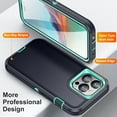 thumbnail image 3 of Rugged Case for iPhone 12 Pro Max, Heavy Duty Hybrid PC + TPU Military Grade Shockproof Cover, Non-Slip Strip Lens Protection Soft Rubber Lining Case for iPhone 12 Pro Max,Green, 3 of 7