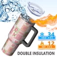 thumbnail image 5 of 40oz Pioneer Flower Floral Print Pattern Insulated Tumbler with Handle, BPA-Free Leak Proof Lid and Straws, Double Wall Vacuum, Hot 12h/Cold 34h, 5 of 6
