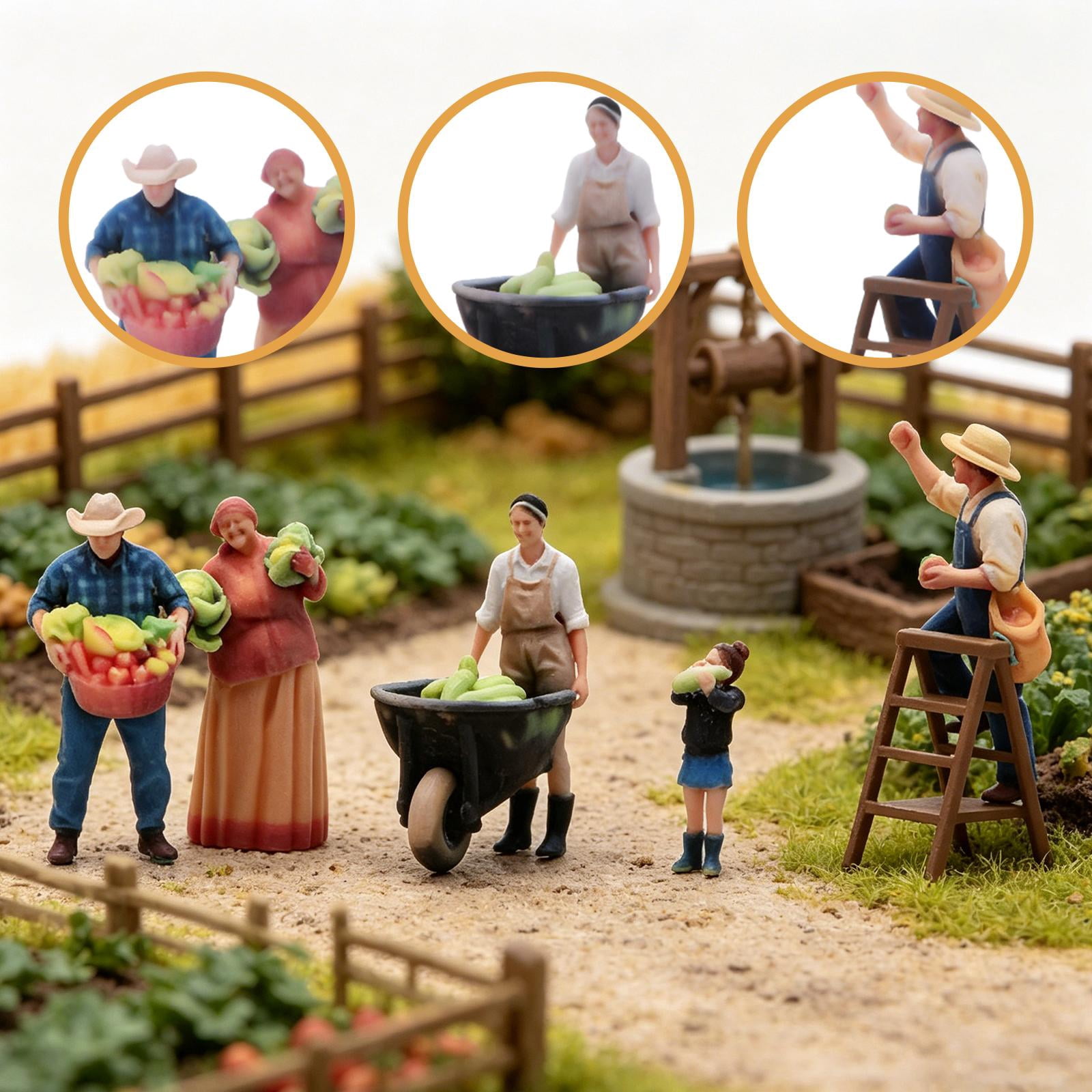 LeeQinersw 1:64 Miniature Figures Mini Models The Farm Family Trains Architectural Models Tiny Mini People Figurines Diorama Accessories