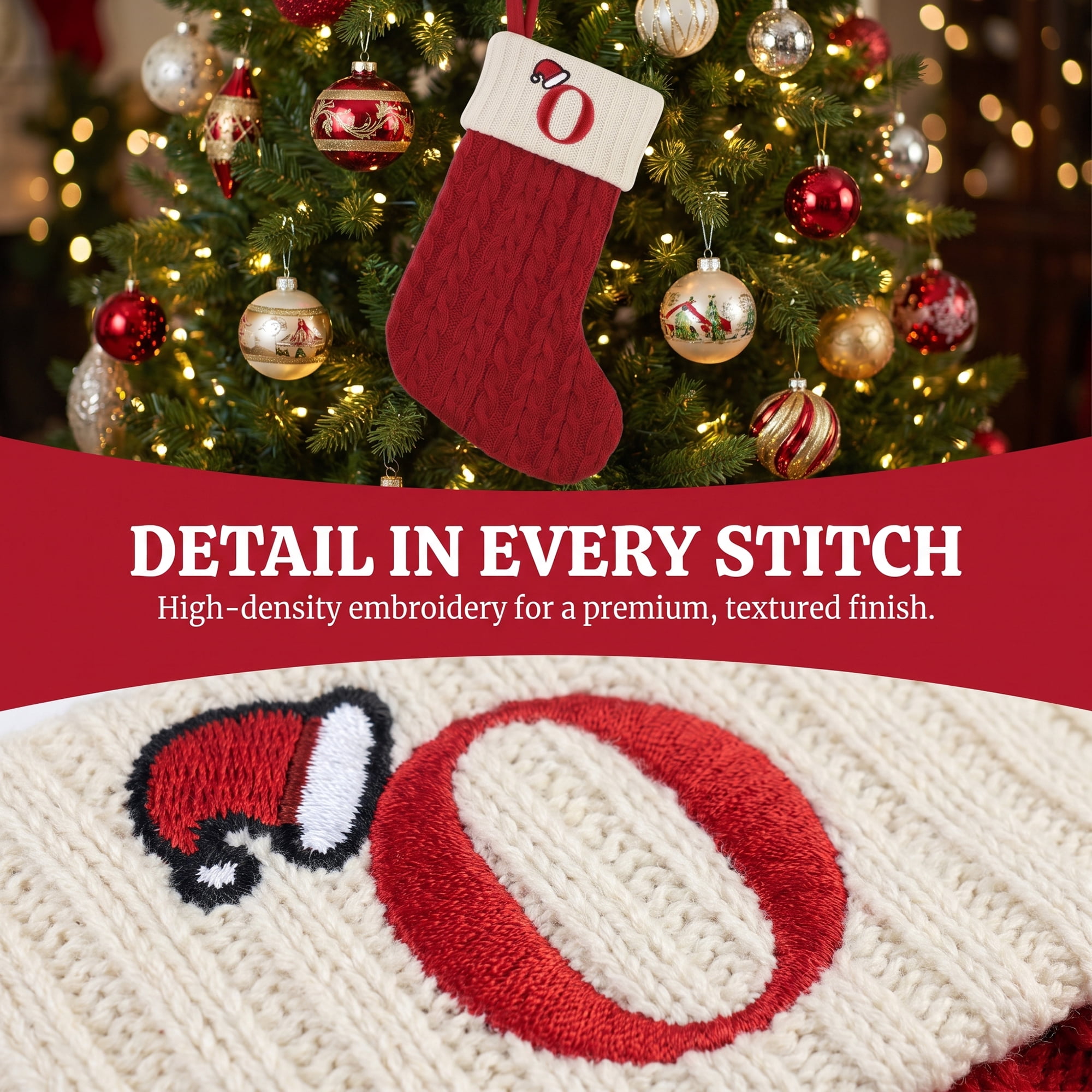 Unique Bargains Cartoon Christmas Luxury Grand Hearth Accent Stocking Letter O 8"