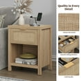 thumbnail image 4 of SICOTAS Bohemian 7-Drawer Dresser & 2 Nightstands Set with USB Charging - Coastal Rattan Bedroom Furniture Set,Light Oak, 4 of 11
