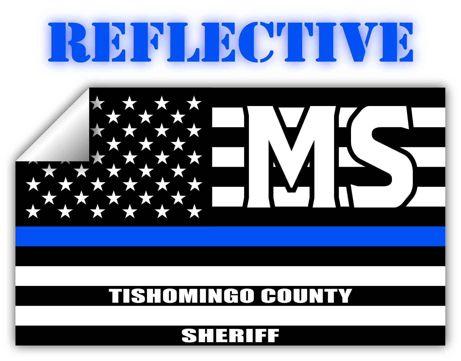 Reflective Tishomingo County Mississippi MS Thin Blue Line Stealthy Old